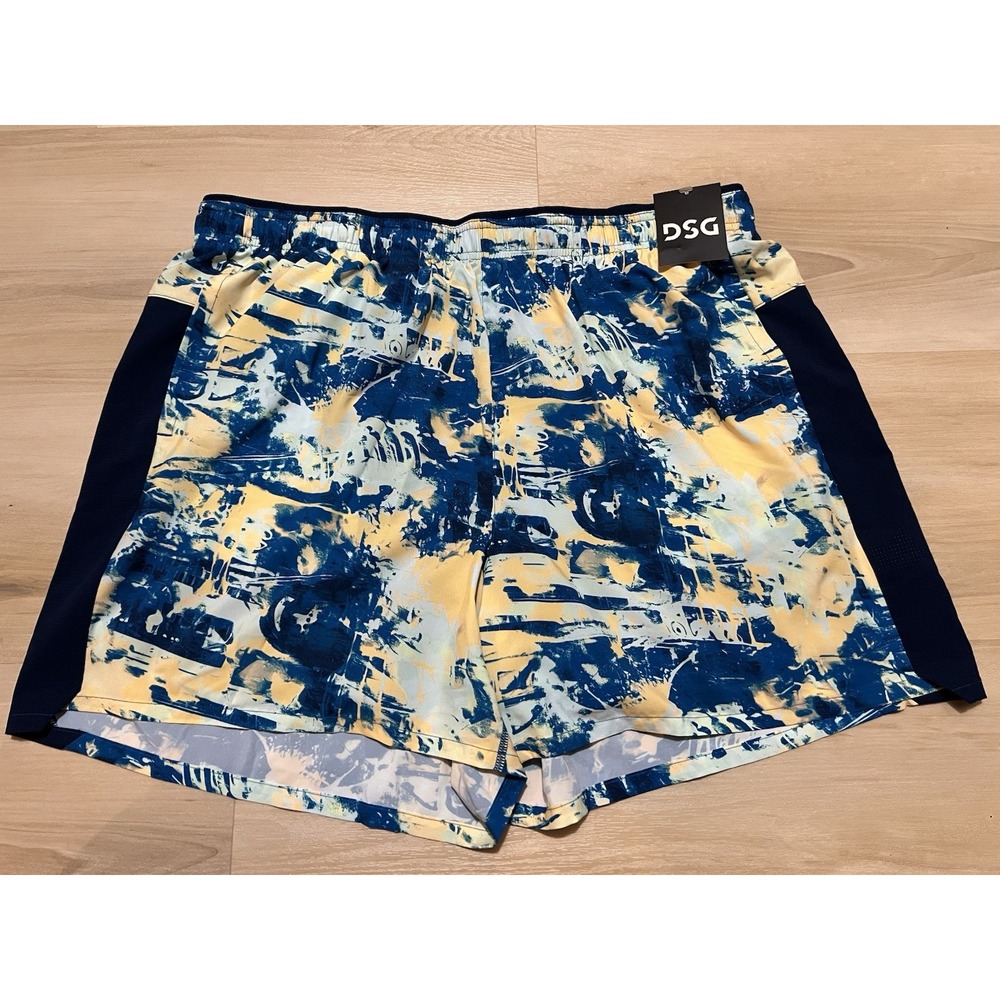 NWT DSG Men's 2-In-1 Stride Short 5" Size XL Chaos Blue Gleam Colorful Lined